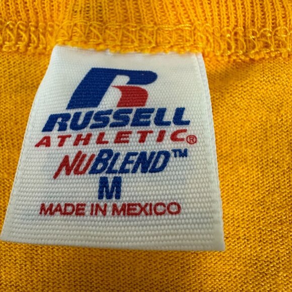 Russell Athletic Mens NuBlend Henley Short Sleeve T Shirt Yellow Size M Casual - Picture 3 of 4